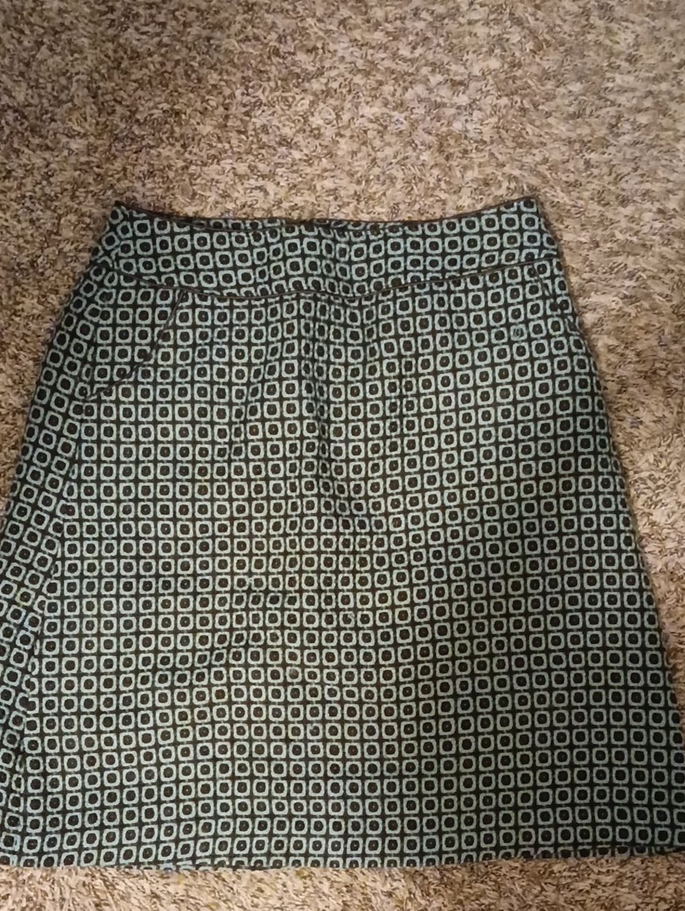 Worthington Teal/Brown Geometric Print A-Line Skirt - Sz 6